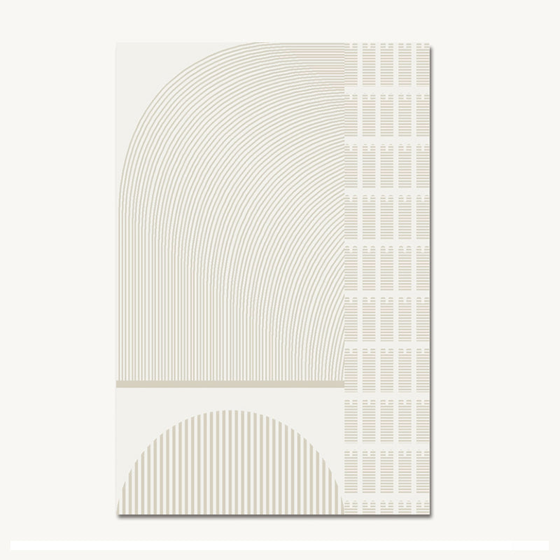 White Geometric Pattern Carpet Modern Polyester Rug Non-Slip Backing Rug for Living Room