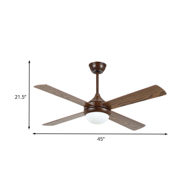 Brown LED Semi Flushmount Traditional Metallic Onion 4 Bois Breades Ventilateur de plafond pour le salon, 45 "de large