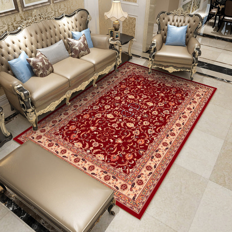 Fancy Traditional Carpet Medallion Print Polyester Rug Stain Resistant Rug voor Home Decor