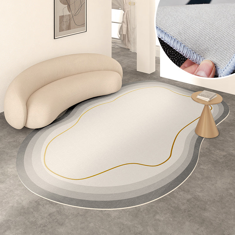 Modern Living Room Rug Color Block Polyester Area Carpet Non-Slip Backing Area Rug