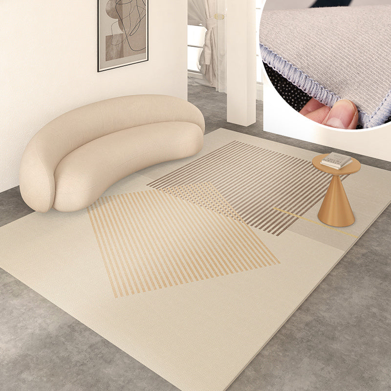 Modern Living Room Rug Color Block Polyester Area Carpet Non-Slip Backing Area Rug