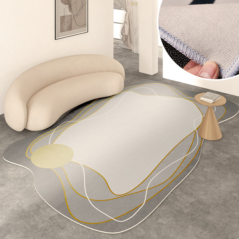 Modern Living Room Rug Color Block Polyester Area Carpet Non-Slip Backing Area Rug
