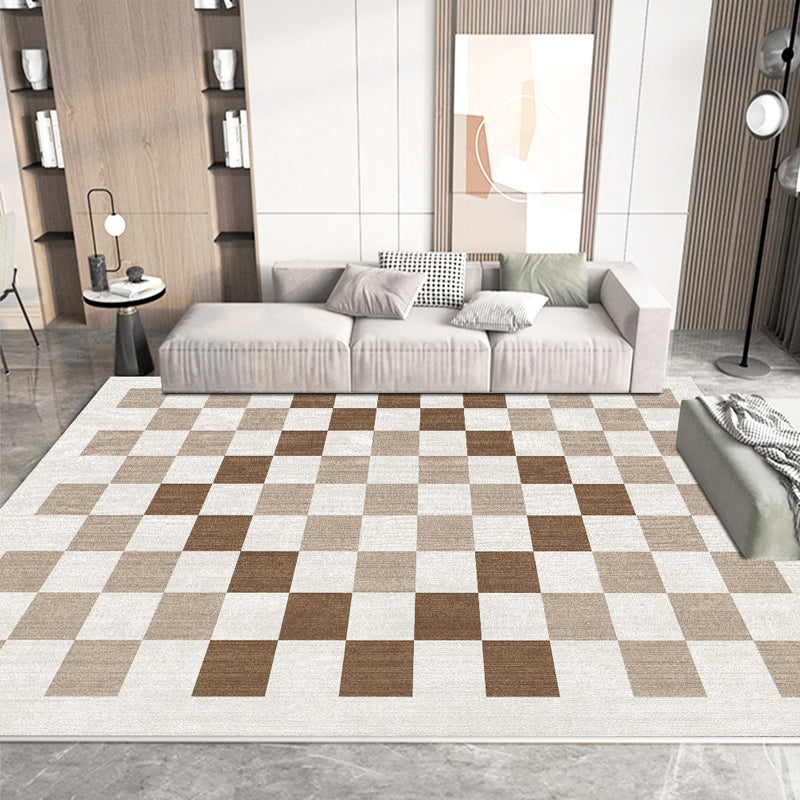 Stylish Modern Area Carpet Plaid Pattern Polyester Area Carpet Anti-Slip Area Rug for Home Decor