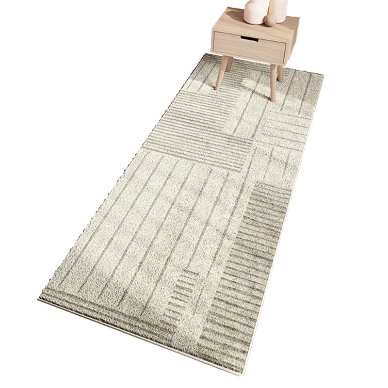 Grey Geometric Pattern Area Rug Polyester Modern Area Carpet Non-Slip Backing Rug for Bedroom