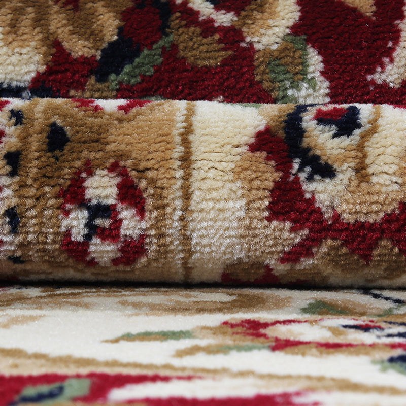 Beige Antique Area Carpet Polyester Medallion Print Area Rug Anti-Slip Area Rug for Drawing Room
