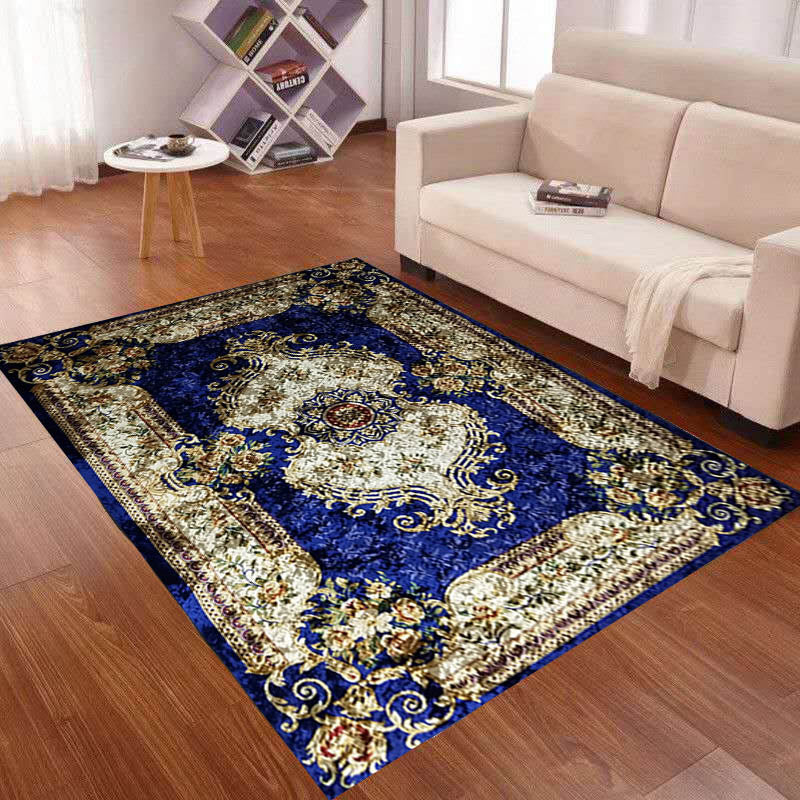 Fancy Traditional Area Carpet Medallion Pattern Polyester Rug Stain Resistant Rug for Home Decor
