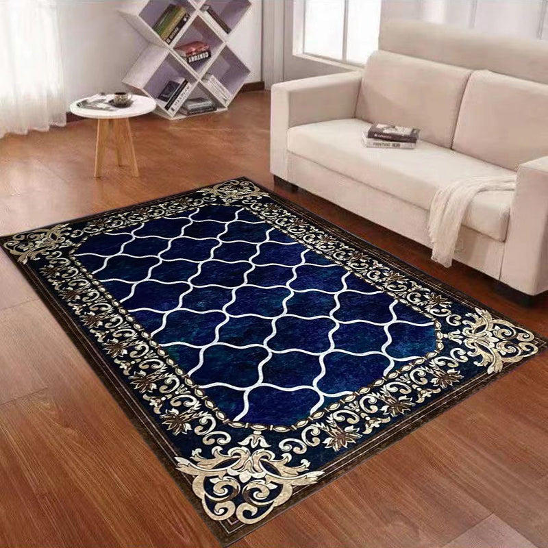 Fancy Traditional Area Carpet Medallion Pattern Polyester Rug Stain Resistant Rug for Home Decor