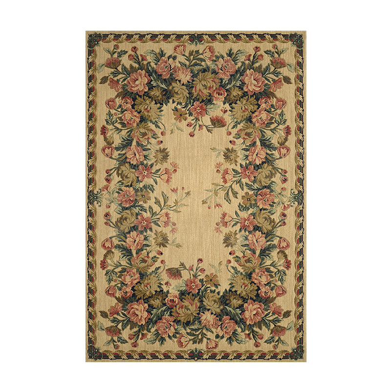 Chic de tapis traditionnel à fleur imprimé en polyester tapis de support de tapis non glissant pour salle de dessin