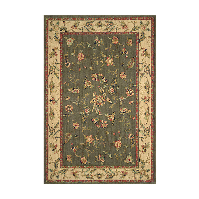 Chic de tapis traditionnel à fleur imprimé en polyester tapis de support de tapis non glissant pour salle de dessin
