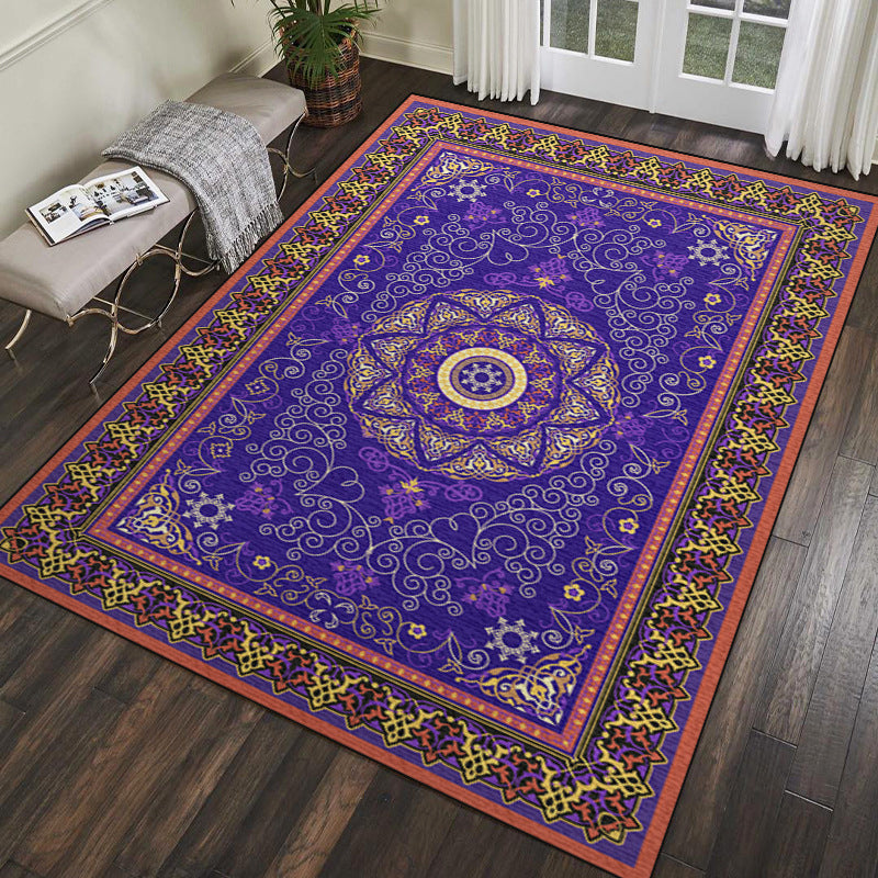Alfombra de patrón de medallón marrón área de poliéster tradicional alfombra resistente a la alfombra para decoración del hogar