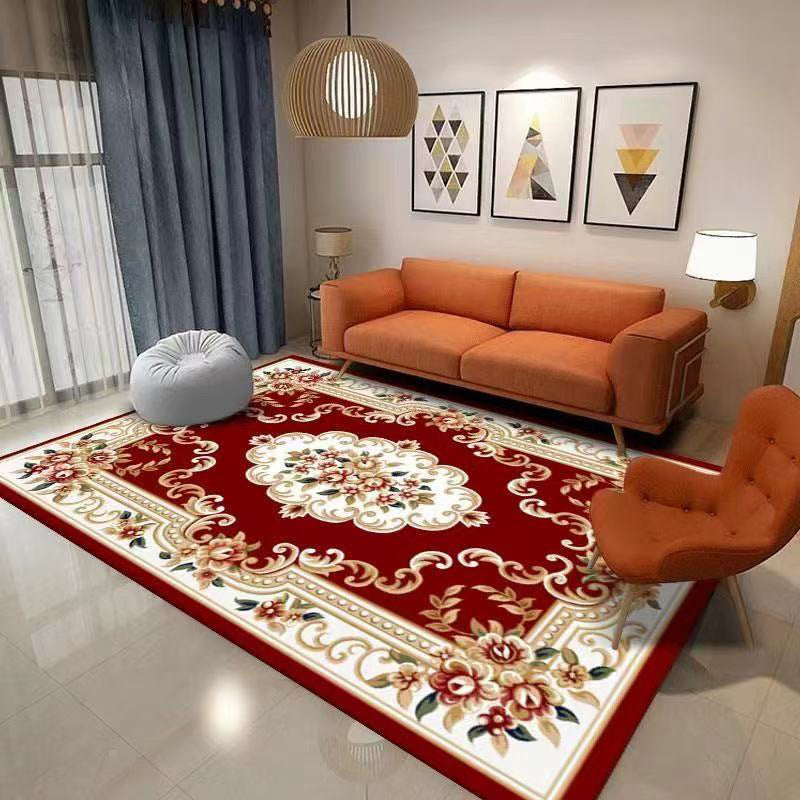 Alfombra de área azul tradicional alfombra de medallón impresa poliéster alfombra alfombra alfombra para salón para salón