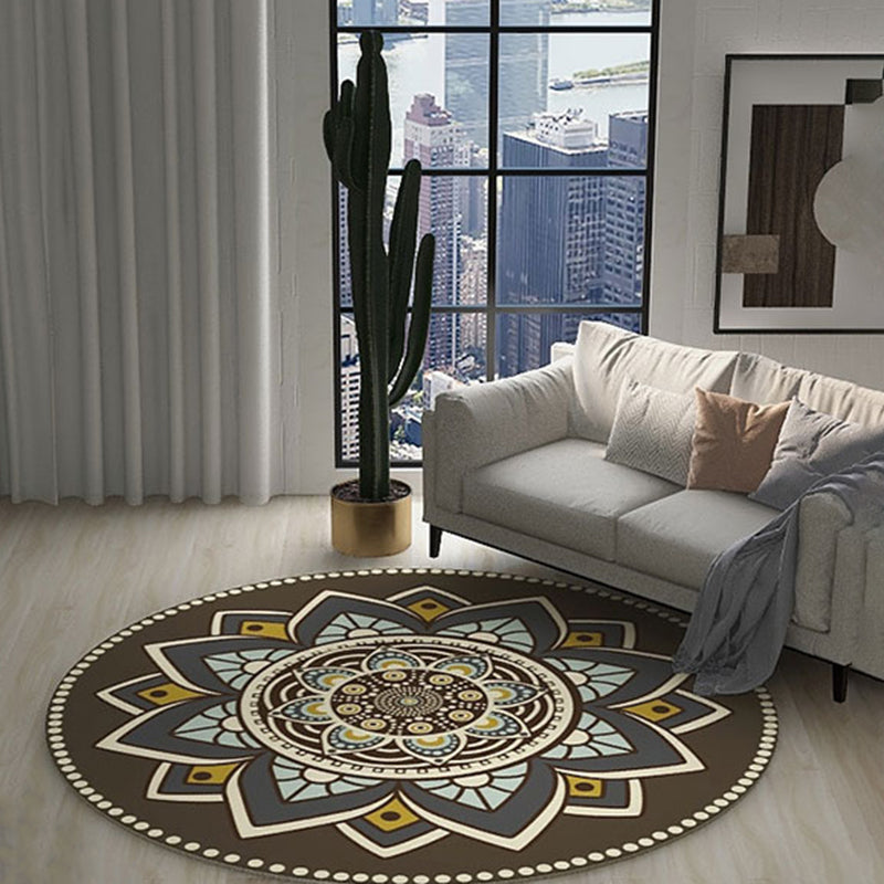 Alfombra de sala de estar elegante alfombra de área de poliéster de patrón antiguo