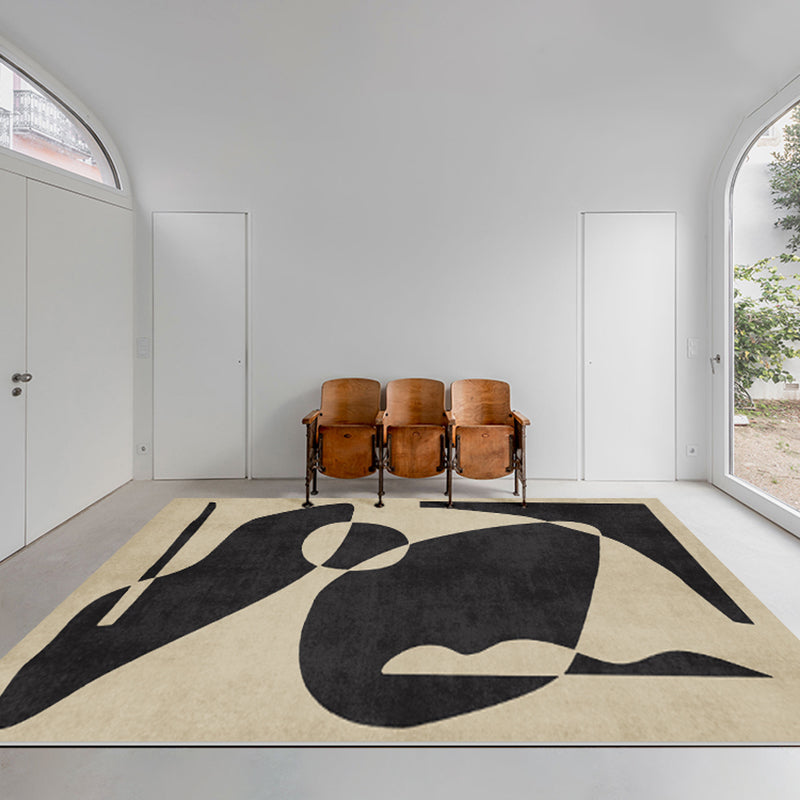 Fancy Modern Area Rug Color Block Polyester Area Carpet Non-Slip Backing Area Rug for Home Decor