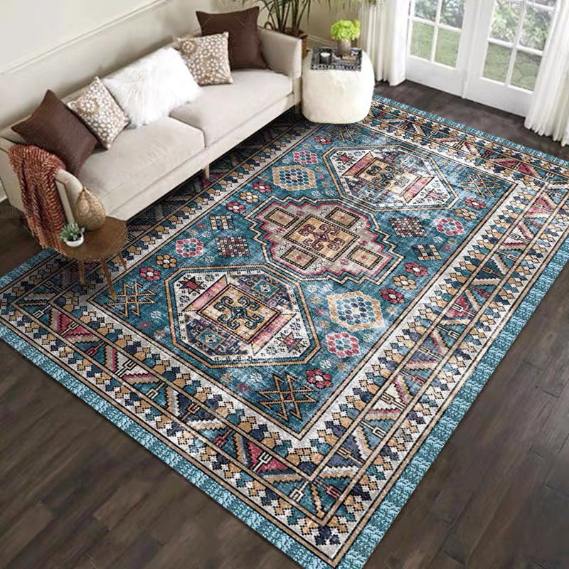 Chic Medallion Pattern Area Rug Grey Antique Area Carpet Non-Slip Backing Area Rug for Drawing Room