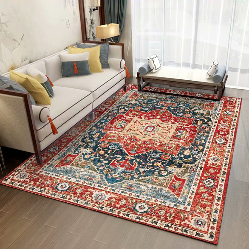 Chic Medallion Pattern Area Rug Grey Antique Area Carpet Non-Slip Backing Area Rug for Drawing Room