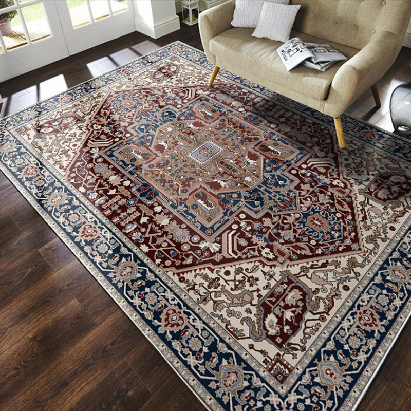 Chic Medallion Pattern Area Rug Grey Antique Area Carpet Non-Slip Backing Area Rug for Drawing Room