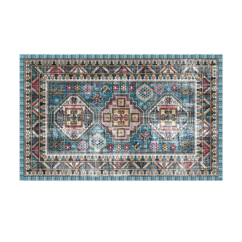 Red Traditional Area Rug Medallion Print Polyester Carpet Stain Resistant Area Rug for Home Decor