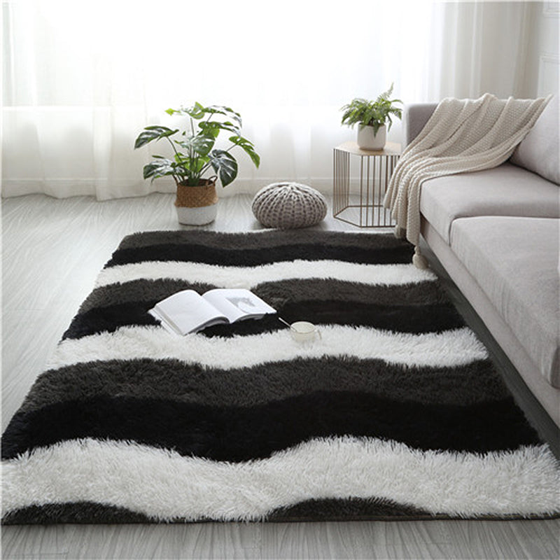 Schwarzer Plüsch Teppich Polyester Moderner Bereich Teppich nicht rutscher Backing Teppich für Wohnkultur