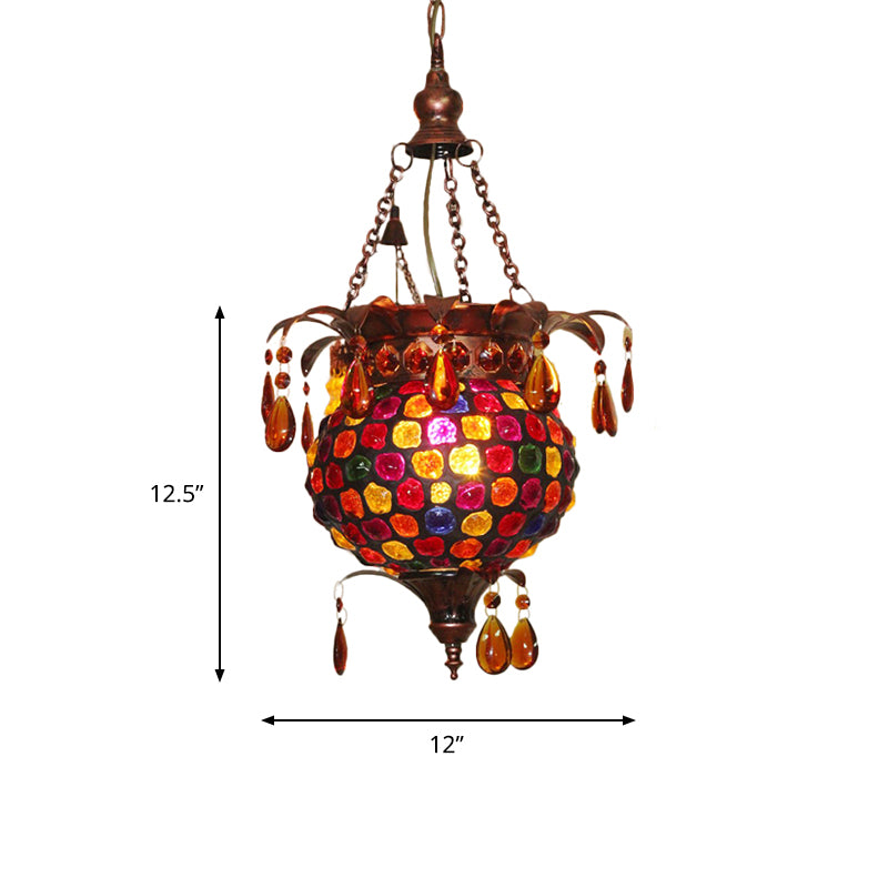 1-leichte Metall Deckenhänge Fixture Art Deco Kupfer Urne Wohnzimmer Federung Beleuchtung