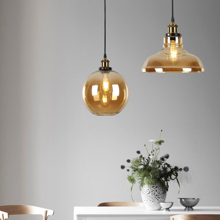 Luci a sospensione geometrica a 1 luce Luce sospesa industriale con tonalità di vetro