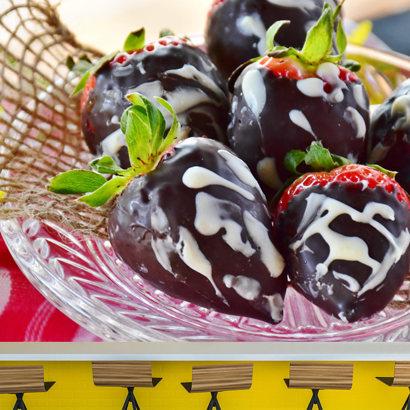 Customized Wall Mural Dessert with Chocolate Marshmallow Pattern Wallpaper Commerce Shop