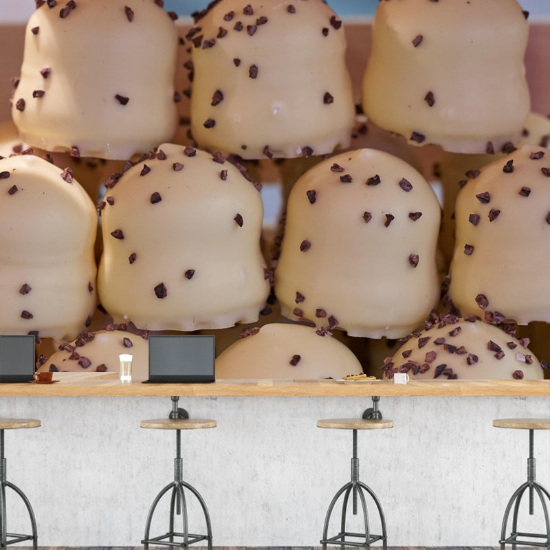 Customized Wall Mural Dessert with Chocolate Pattern  Mildew Resistant Wallpaper Commerce Shop