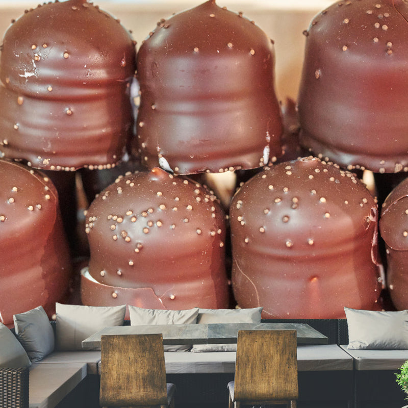 Customized Wall Mural Dessert with Chocolate Pattern  Mildew Resistant Wallpaper Commerce Shop