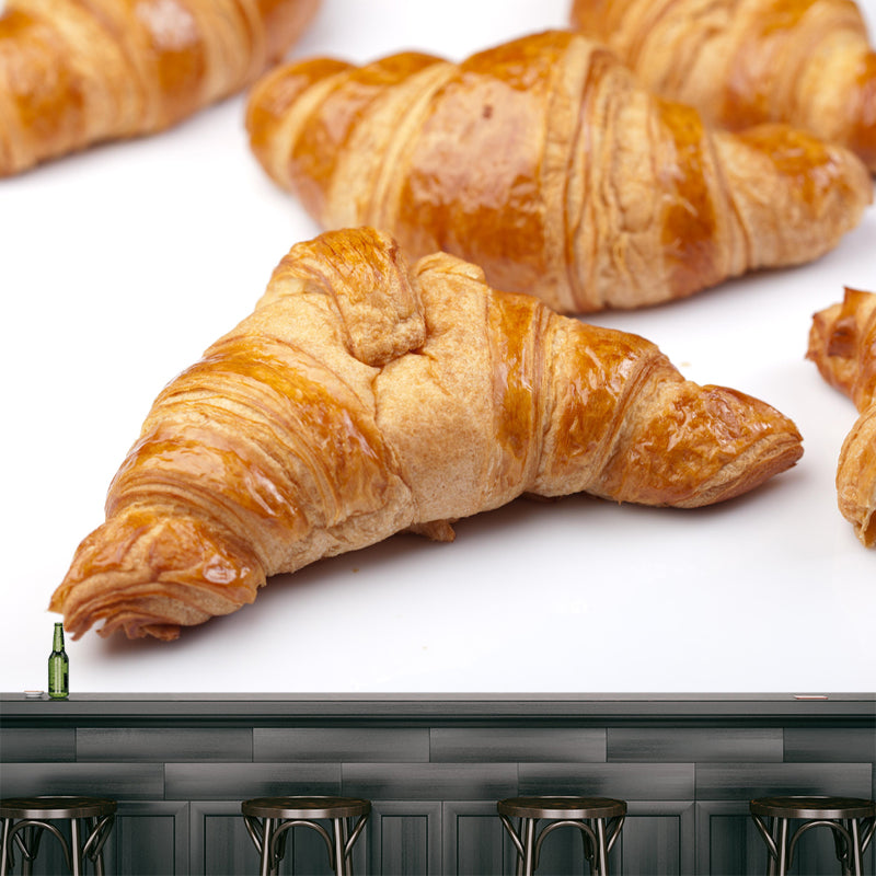 Customized Dessert Wall Mural with Croissant Pattern Mildew Resistant Wallpaper Commerce Shop