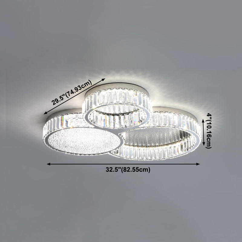 Crystal Silver LED Flush Mount in Modern Luxury Style Stainless-Steel Circular Ceiling Light