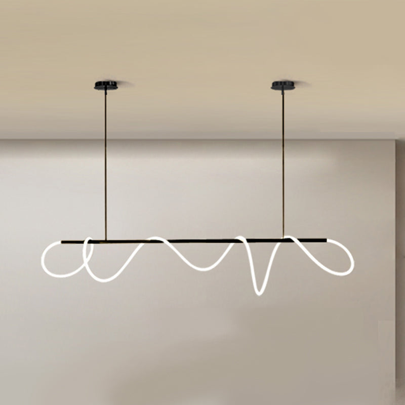 Modern Hanging Lamp Metal Linear Island Chandelier Lights for Dining Room