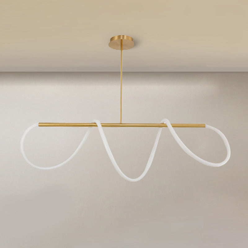 Modern Hanging Lamp Metal Linear Island Chandelier Lights for Dining Room