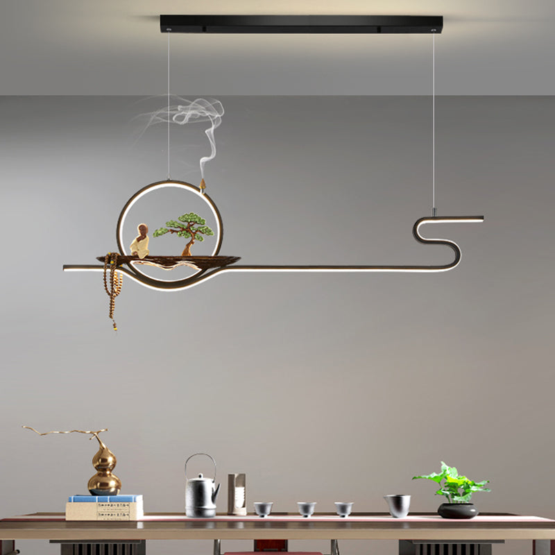 Chinese Metal LED Island Lighting Ideas Linear Chandelier Lamp for Dining Room