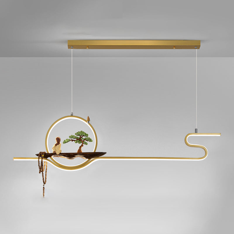 Chinese Metal LED Island Lighting Ideas Linear Chandelier Lamp for Dining Room