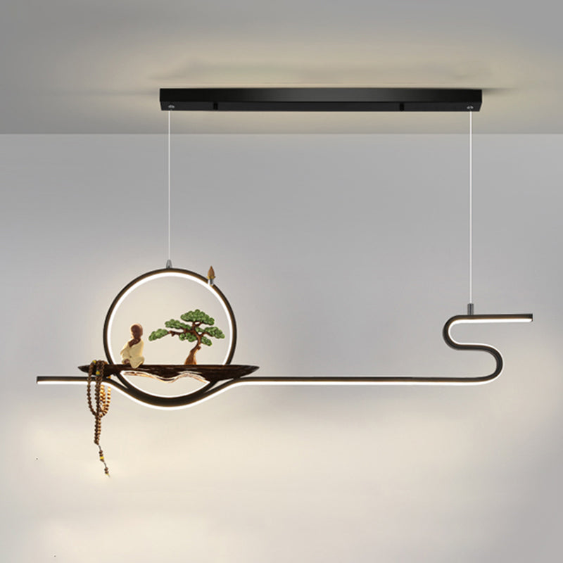 Chinese Metal LED Island Lighting Ideas Linear Chandelier Lamp for Dining Room