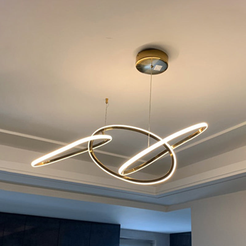 Modern Metal Chandelier Lamp Geometric LED Island Pendant for Dining Room