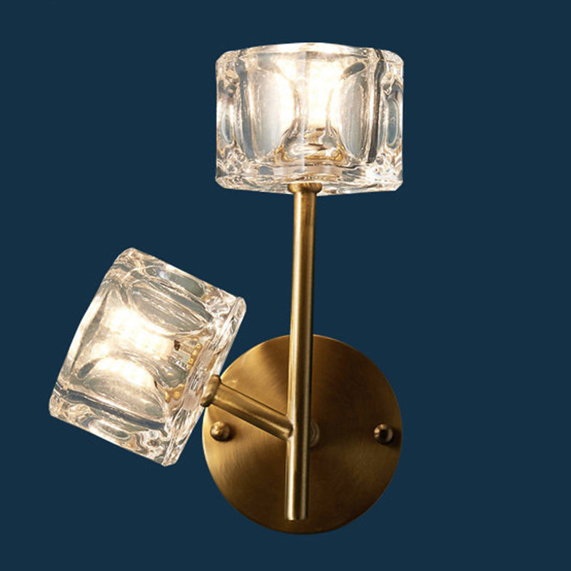 Half Cylinder Wall Sconce Modern Style Multi-Lights Crystal Wall Light Fixture in Brass