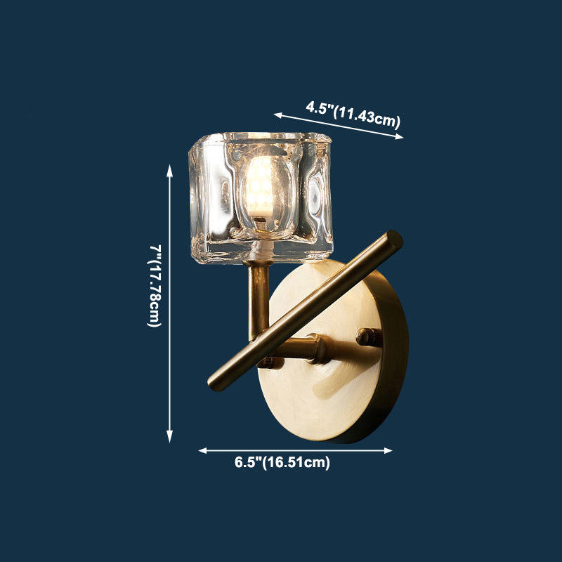 Half Cylinder Wall Sconce Modern Style Multi-Lights Crystal Wall Light Fixture in Brass