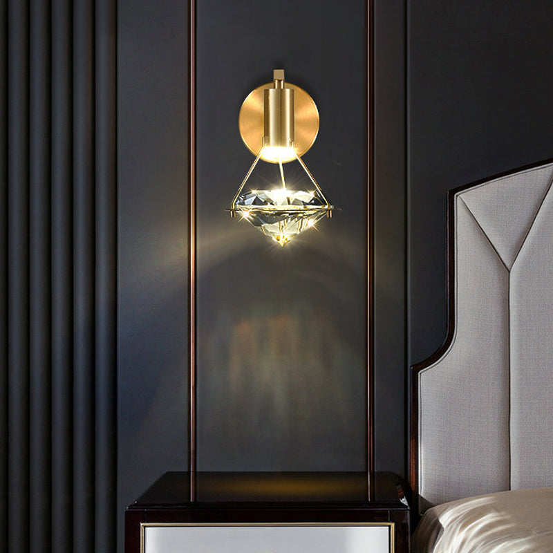 Tombra geométrica de 1 luces Medro de pared de estilo moderno Luz de montaje de pared de cristal en latón
