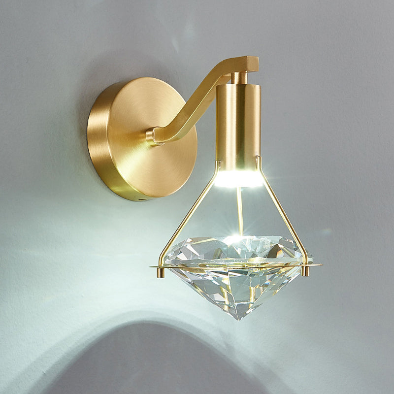 Tombra geométrica de 1 luces Medro de pared de estilo moderno Luz de montaje de pared de cristal en latón