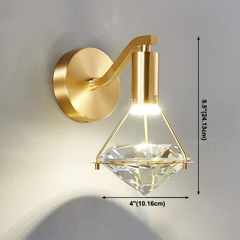Tombra geométrica de 1 luces Medro de pared de estilo moderno Luz de montaje de pared de cristal en latón