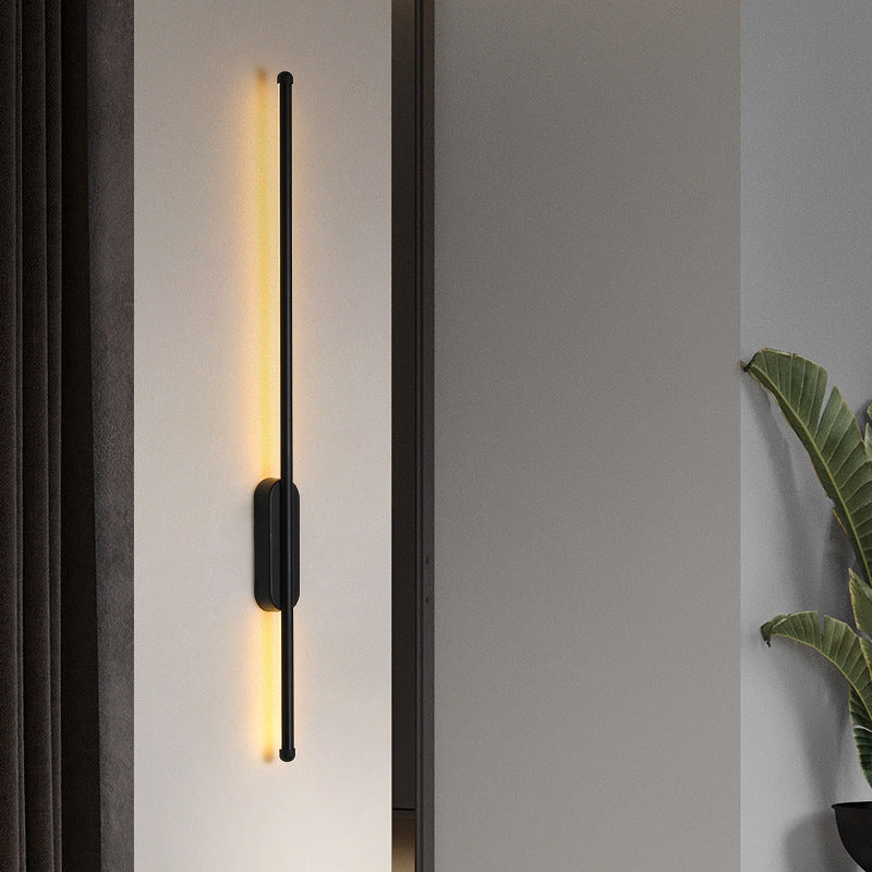 Contemporary Linear Sconce Lights Metal 1 Light Wall Mount Light Fixture in Black