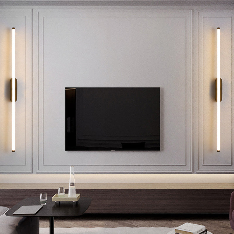 Contemporary Linear Sconce Lights Metal 1 Light Wall Mount Light Fixture in Black