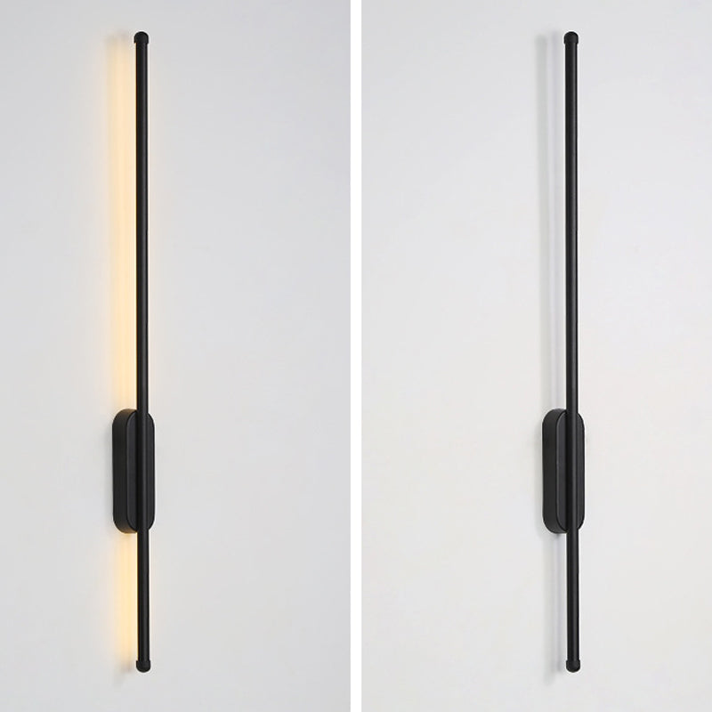 Contemporary Linear Sconce Lights Metal 1 Light Wall Mount Light Fixture in Black