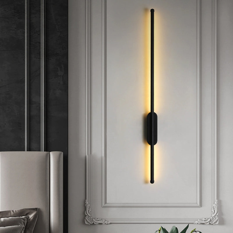 Contemporary Linear Sconce Lights Metal 1 Light Wall Mount Light Fixture in Black