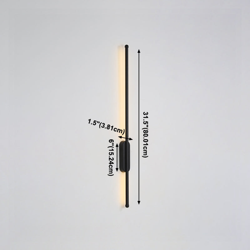 Contemporary Linear Sconce Lights Metal 1 Light Wall Mount Light Fixture in Black