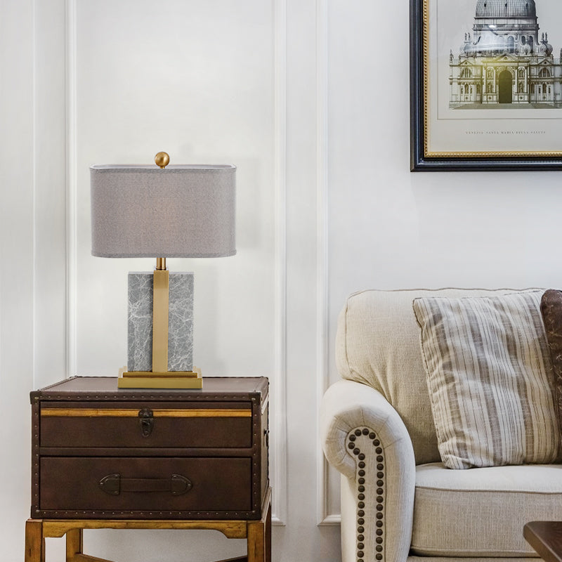 Lampada da tavolo moderna nordica a 1 luce in metallo rettangolare luce per camera da letto