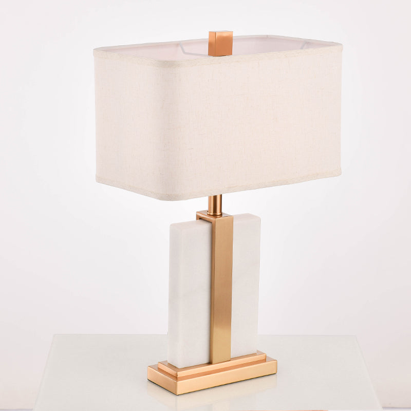 Lampada da tavolo moderna nordica a 1 luce in metallo rettangolare luce per camera da letto