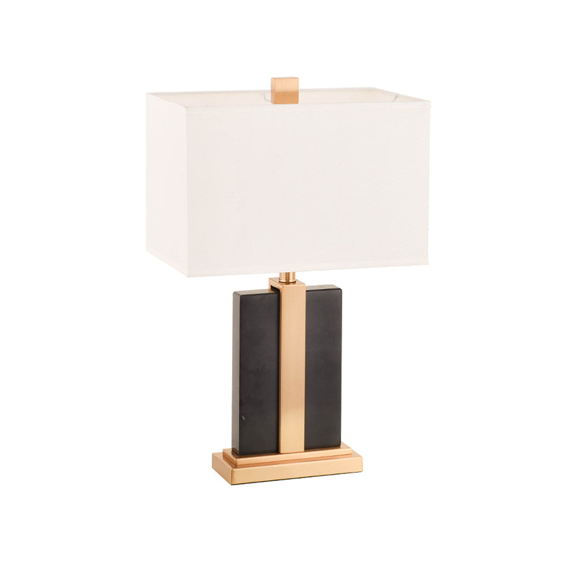Lampada da tavolo moderna nordica a 1 luce in metallo rettangolare luce per camera da letto