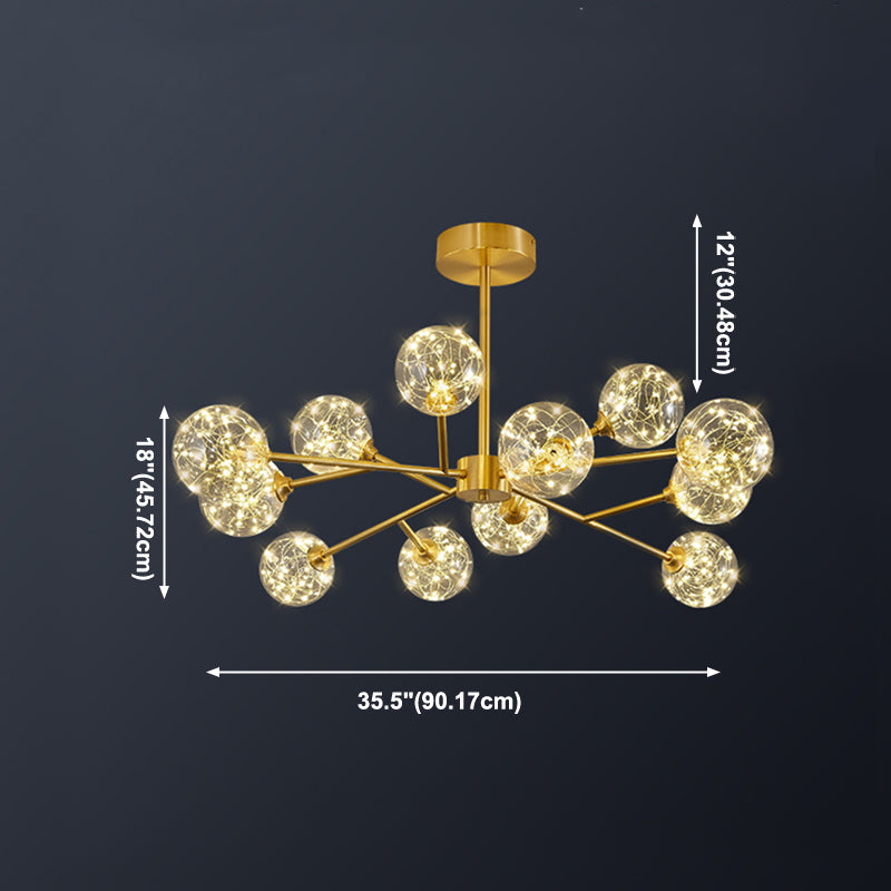 Spherical Branch Hanging Lights Modern Style Glass Hanging Lighting for Bedroom