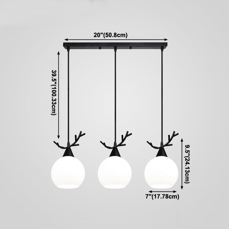 Modern Creative Creative Creative Light Lampade in ferro laccata lampada appesa con tonalità di vetro bianco